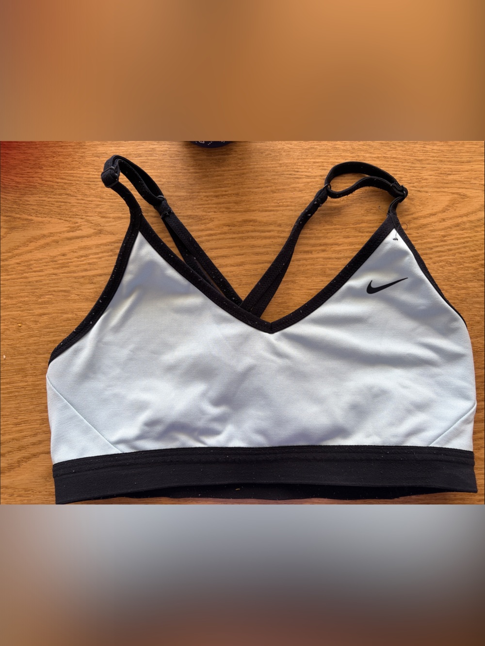 Nike Light Blue and Black medium sports bra